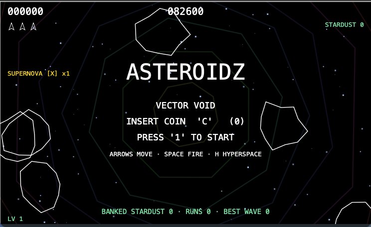 ASTEROIDZ — Vector Void gameplay screenshot